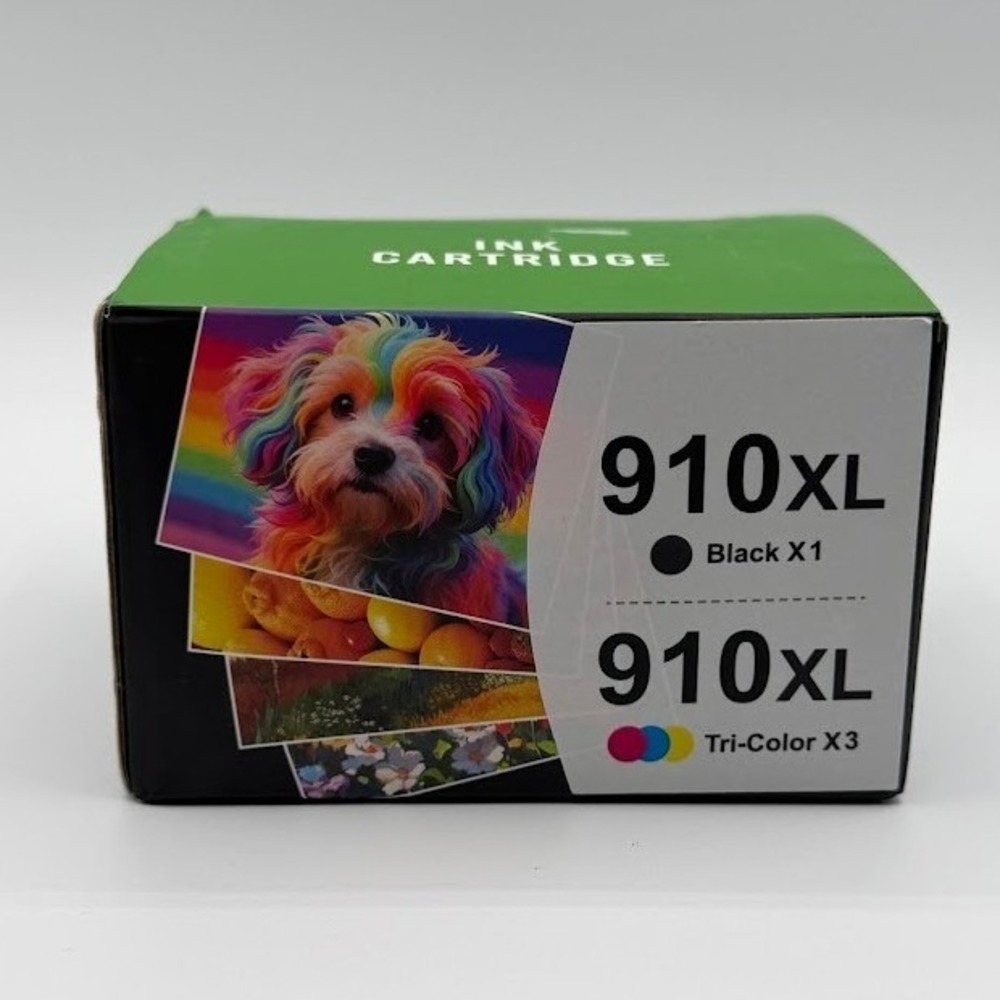 HP 910XL Remanufactured Ink Cartridge Combo Pack 4-Pack Black and Tri-Color